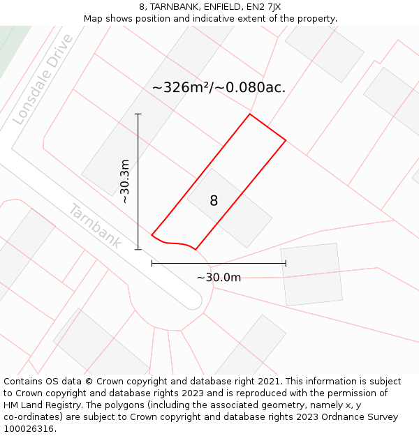 8, TARNBANK, ENFIELD, EN2 7JX: Plot and title map