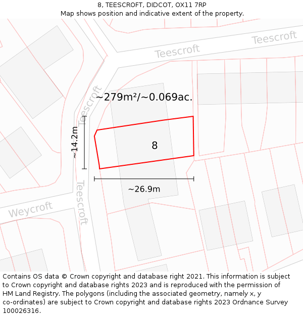 8, TEESCROFT, DIDCOT, OX11 7RP: Plot and title map