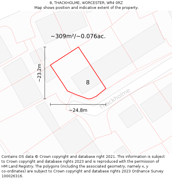 8, THACKHOLME, WORCESTER, WR4 0RZ: Plot and title map