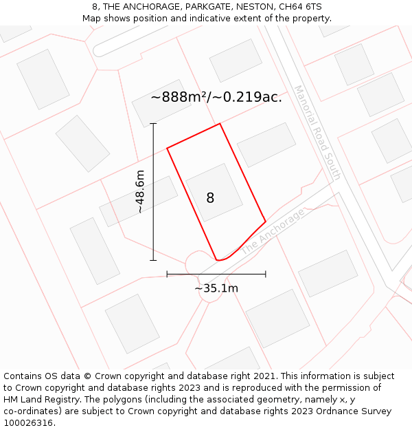 8, THE ANCHORAGE, PARKGATE, NESTON, CH64 6TS: Plot and title map