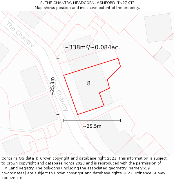 8, THE CHANTRY, HEADCORN, ASHFORD, TN27 9TF: Plot and title map