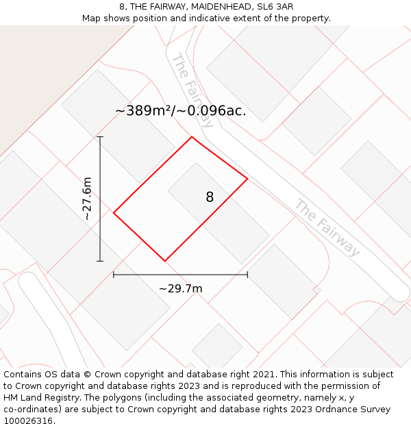 8, THE FAIRWAY, MAIDENHEAD, SL6 3AR: Plot and title map