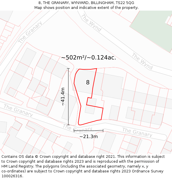 8, THE GRANARY, WYNYARD, BILLINGHAM, TS22 5QG: Plot and title map