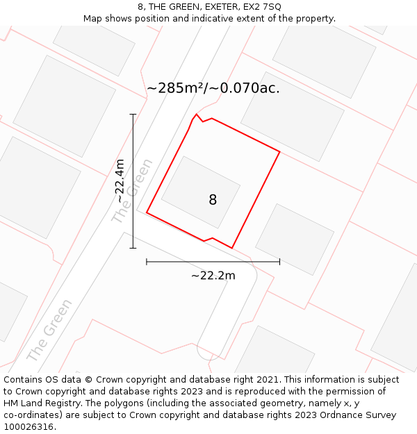 8, THE GREEN, EXETER, EX2 7SQ: Plot and title map
