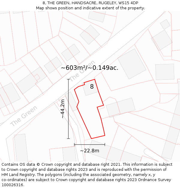 8, THE GREEN, HANDSACRE, RUGELEY, WS15 4DP: Plot and title map