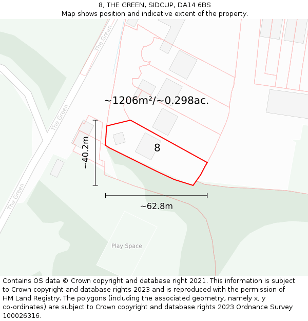 8, THE GREEN, SIDCUP, DA14 6BS: Plot and title map