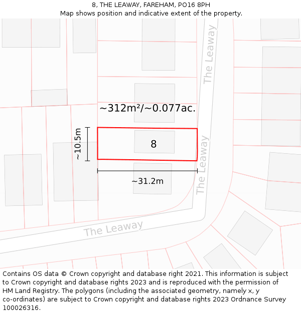 8, THE LEAWAY, FAREHAM, PO16 8PH: Plot and title map
