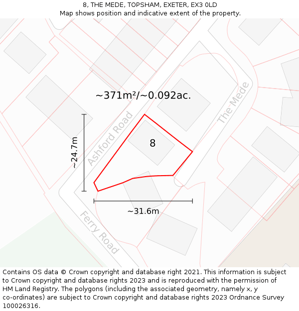 8, THE MEDE, TOPSHAM, EXETER, EX3 0LD: Plot and title map