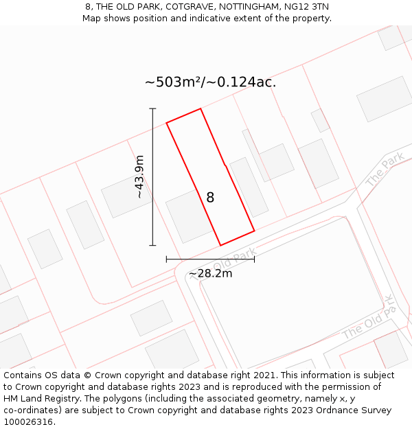 8, THE OLD PARK, COTGRAVE, NOTTINGHAM, NG12 3TN: Plot and title map