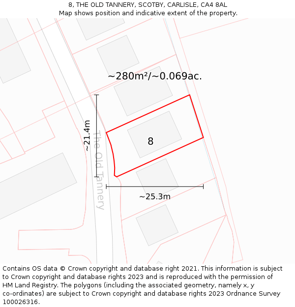 8, THE OLD TANNERY, SCOTBY, CARLISLE, CA4 8AL: Plot and title map