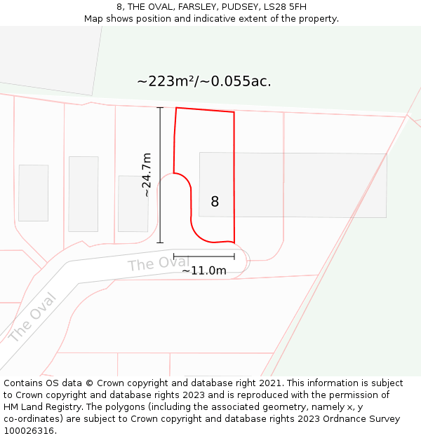 8, THE OVAL, FARSLEY, PUDSEY, LS28 5FH: Plot and title map