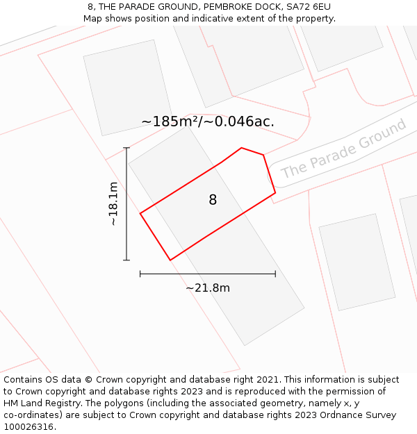 8, THE PARADE GROUND, PEMBROKE DOCK, SA72 6EU: Plot and title map