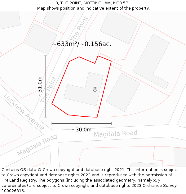 8, THE POINT, NOTTINGHAM, NG3 5BH: Plot and title map