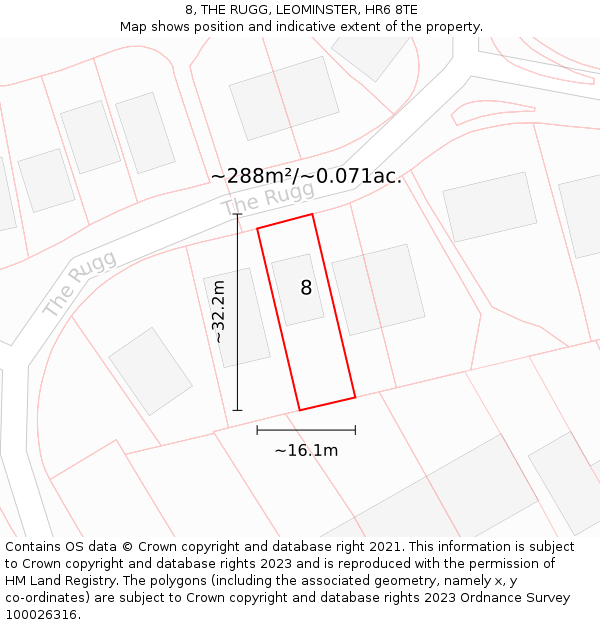 8, THE RUGG, LEOMINSTER, HR6 8TE: Plot and title map