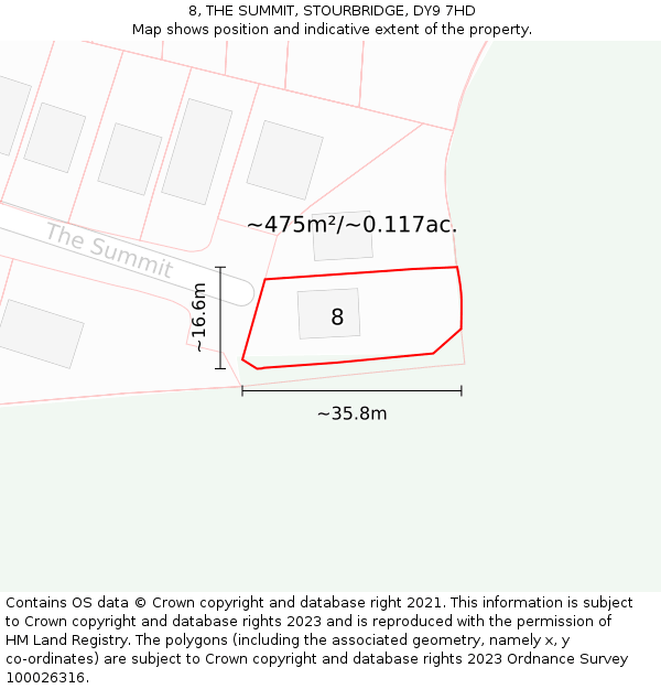 8, THE SUMMIT, STOURBRIDGE, DY9 7HD: Plot and title map