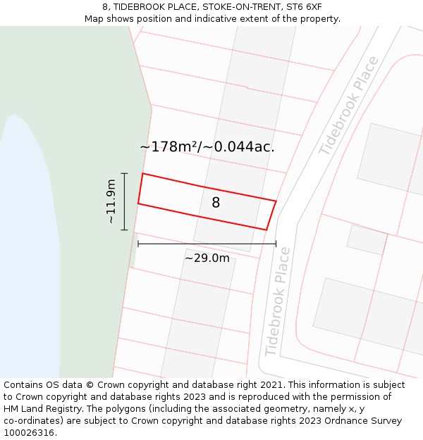 8, TIDEBROOK PLACE, STOKE-ON-TRENT, ST6 6XF: Plot and title map