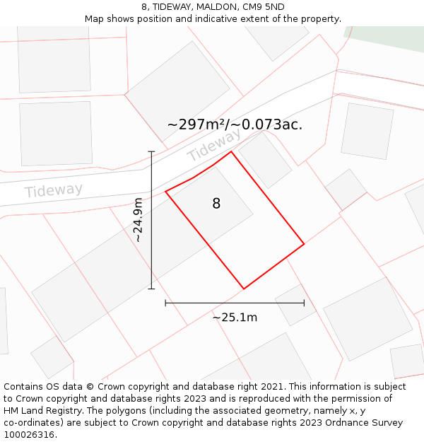 8, TIDEWAY, MALDON, CM9 5ND: Plot and title map