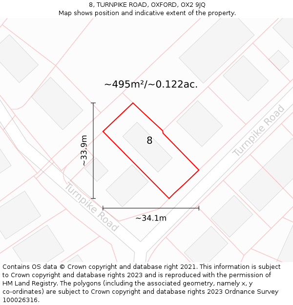 8, TURNPIKE ROAD, OXFORD, OX2 9JQ: Plot and title map