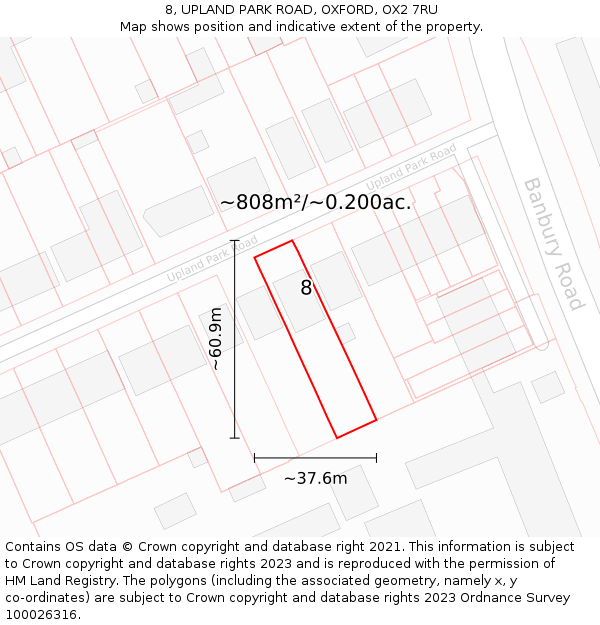 8, UPLAND PARK ROAD, OXFORD, OX2 7RU: Plot and title map