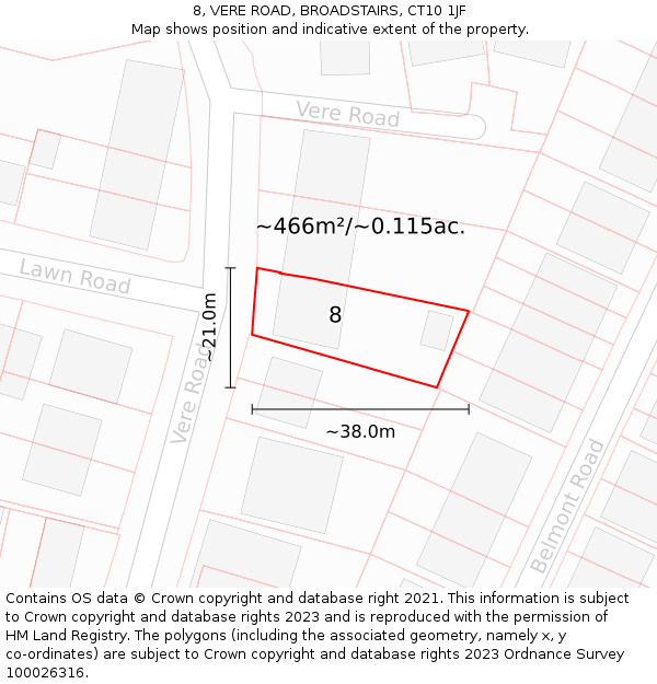 8, VERE ROAD, BROADSTAIRS, CT10 1JF: Plot and title map