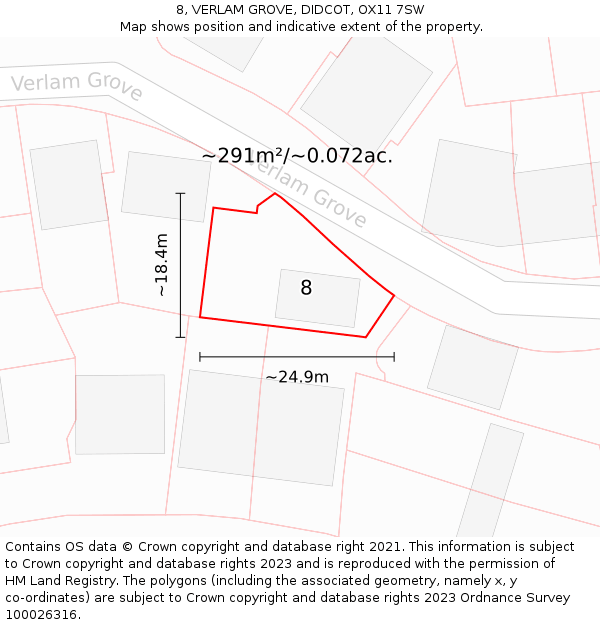 8, VERLAM GROVE, DIDCOT, OX11 7SW: Plot and title map