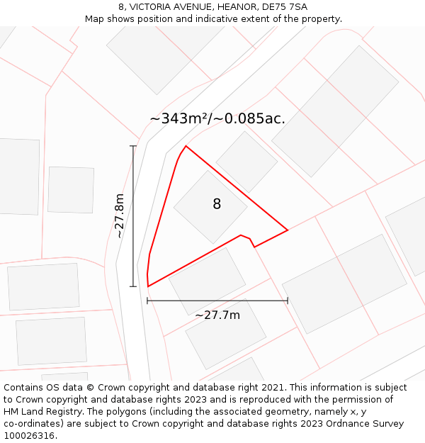 8, VICTORIA AVENUE, HEANOR, DE75 7SA: Plot and title map