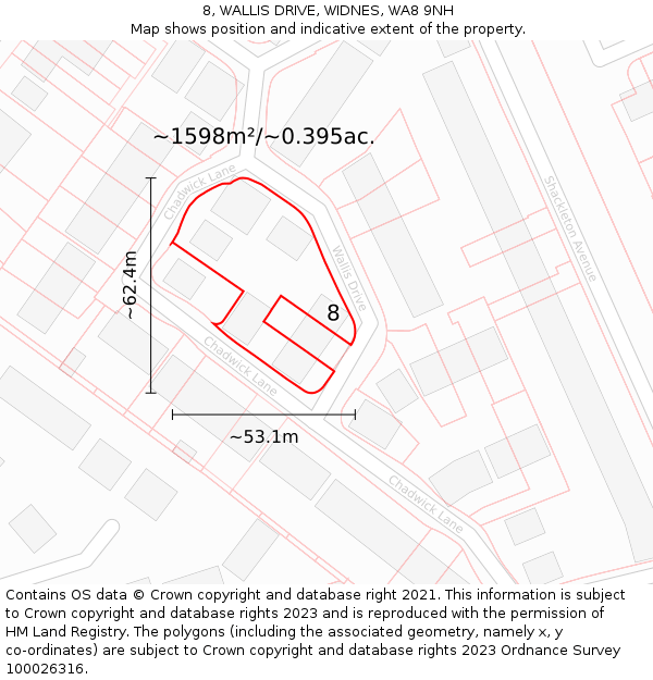 8, WALLIS DRIVE, WIDNES, WA8 9NH: Plot and title map