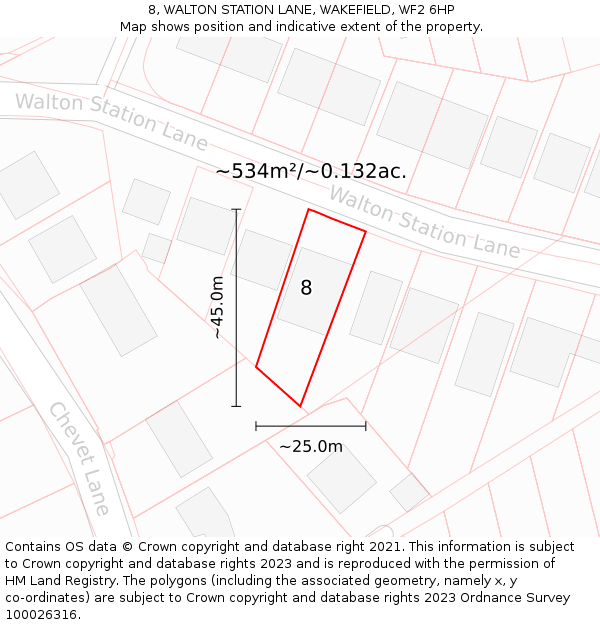 8, WALTON STATION LANE, WAKEFIELD, WF2 6HP: Plot and title map