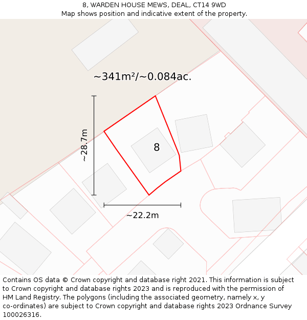 8, WARDEN HOUSE MEWS, DEAL, CT14 9WD: Plot and title map