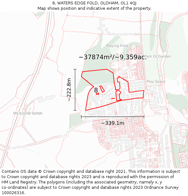 8, WATERS EDGE FOLD, OLDHAM, OL1 4QJ: Plot and title map