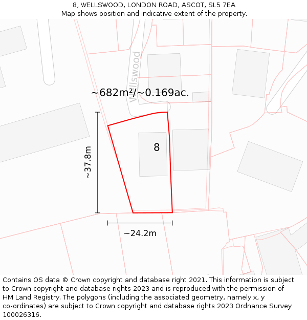 8, WELLSWOOD, LONDON ROAD, ASCOT, SL5 7EA: Plot and title map