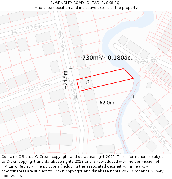 8, WENSLEY ROAD, CHEADLE, SK8 1QH: Plot and title map