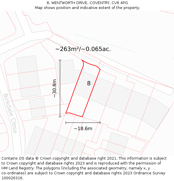 8, WENTWORTH DRIVE, COVENTRY, CV6 4PG: Plot and title map