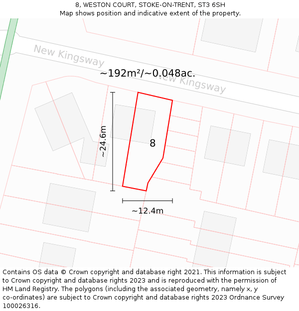 8, WESTON COURT, STOKE-ON-TRENT, ST3 6SH: Plot and title map