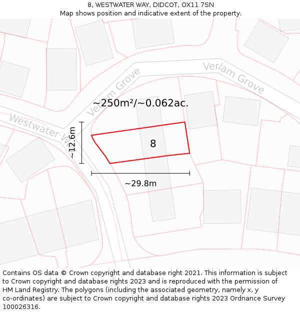 8, WESTWATER WAY, DIDCOT, OX11 7SN: Plot and title map