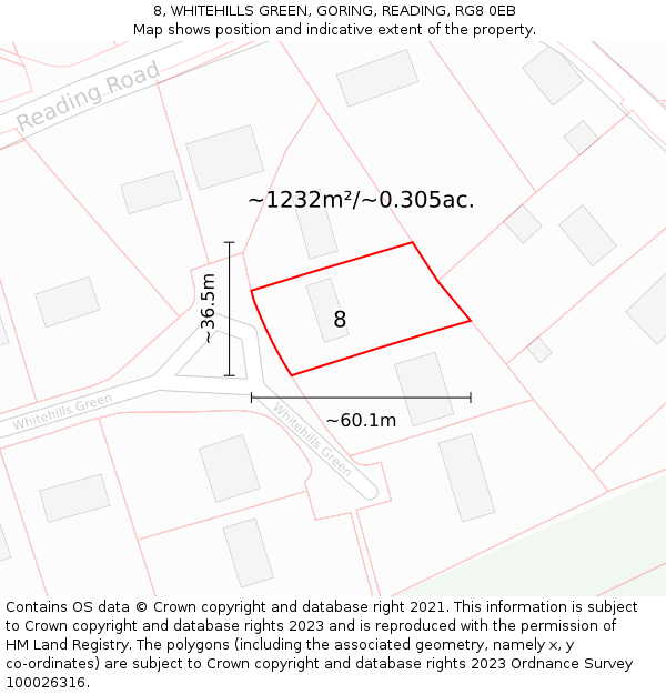 8, WHITEHILLS GREEN, GORING, READING, RG8 0EB: Plot and title map