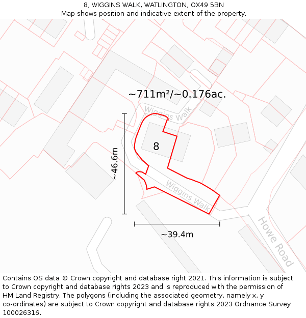 8, WIGGINS WALK, WATLINGTON, OX49 5BN: Plot and title map