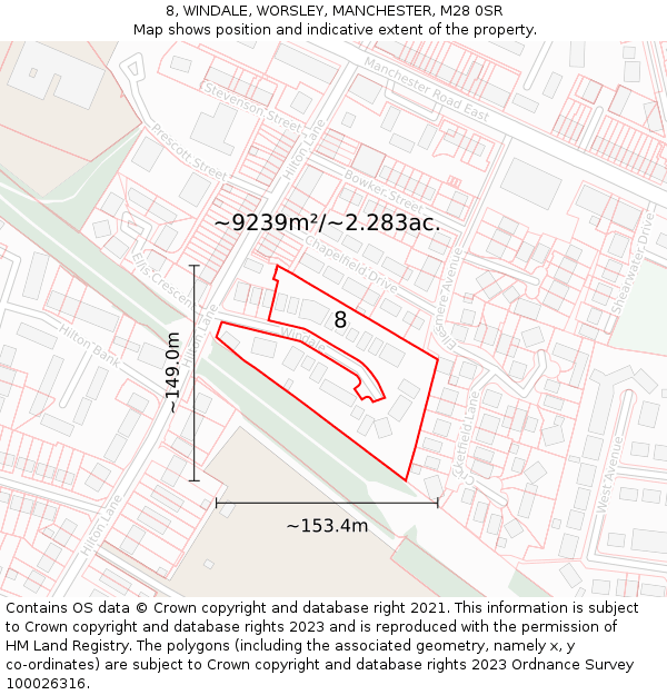 8, WINDALE, WORSLEY, MANCHESTER, M28 0SR: Plot and title map