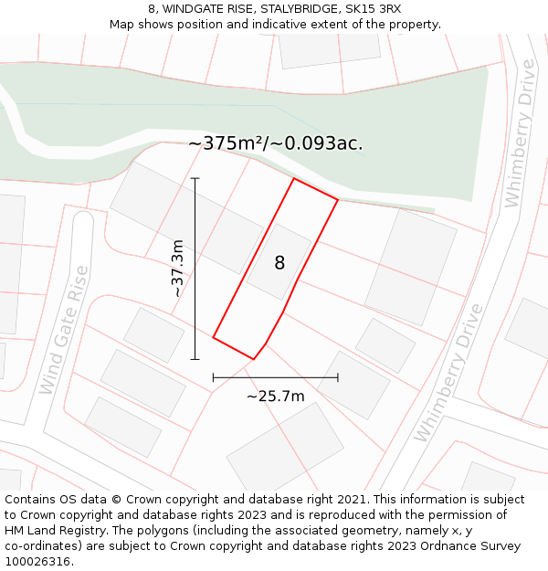 8, WINDGATE RISE, STALYBRIDGE, SK15 3RX: Plot and title map