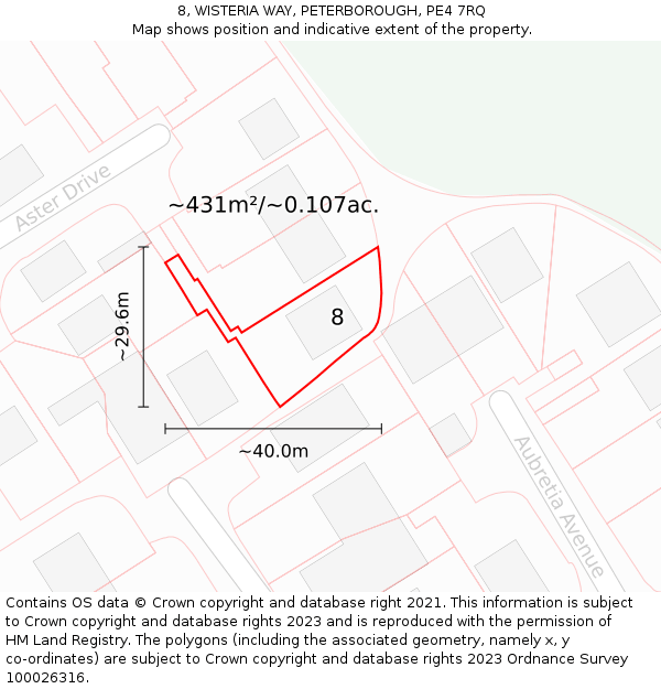 8, WISTERIA WAY, PETERBOROUGH, PE4 7RQ: Plot and title map