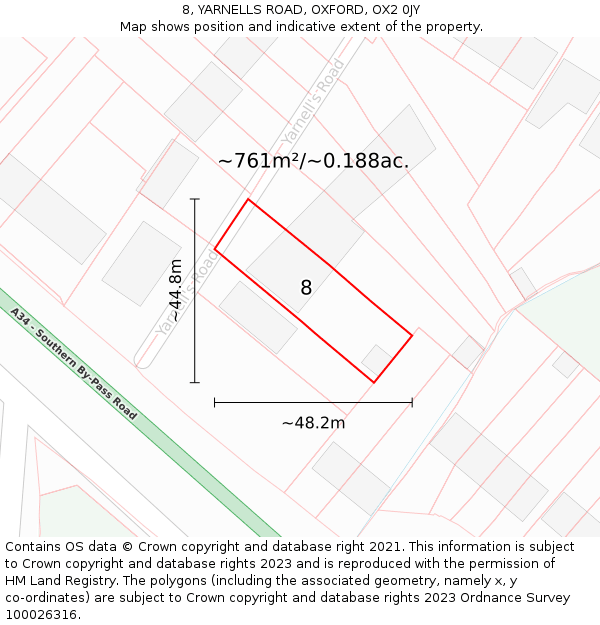 8, YARNELLS ROAD, OXFORD, OX2 0JY: Plot and title map