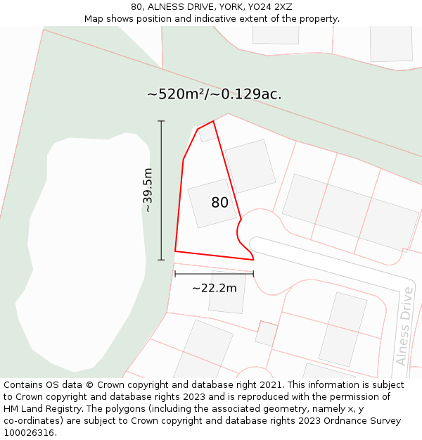 80, ALNESS DRIVE, YORK, YO24 2XZ: Plot and title map
