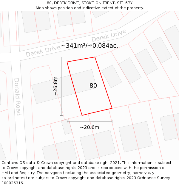 80, DEREK DRIVE, STOKE-ON-TRENT, ST1 6BY: Plot and title map