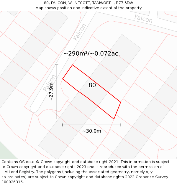 80, FALCON, WILNECOTE, TAMWORTH, B77 5DW: Plot and title map