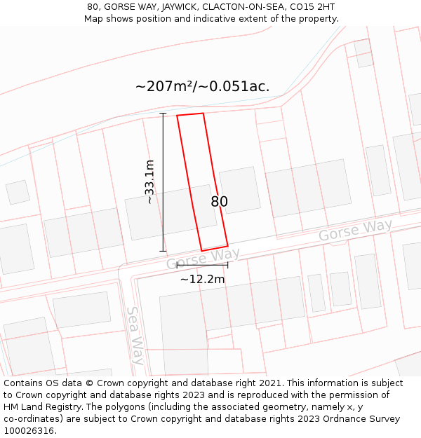 80, GORSE WAY, JAYWICK, CLACTON-ON-SEA, CO15 2HT: Plot and title map