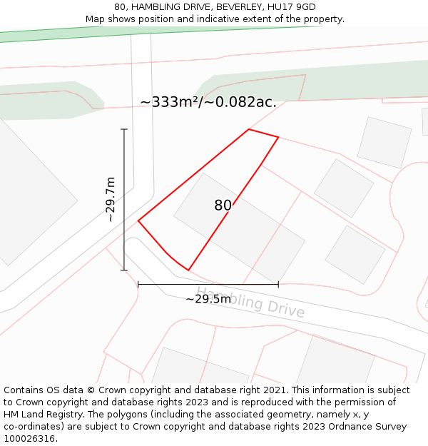 80, HAMBLING DRIVE, BEVERLEY, HU17 9GD: Plot and title map