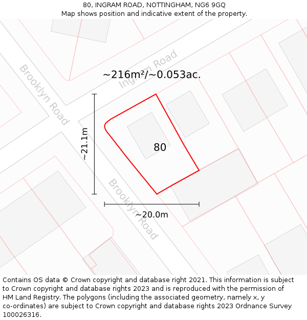 80, INGRAM ROAD, NOTTINGHAM, NG6 9GQ: Plot and title map