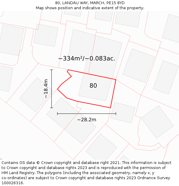 80, LANDAU WAY, MARCH, PE15 8YD: Plot and title map