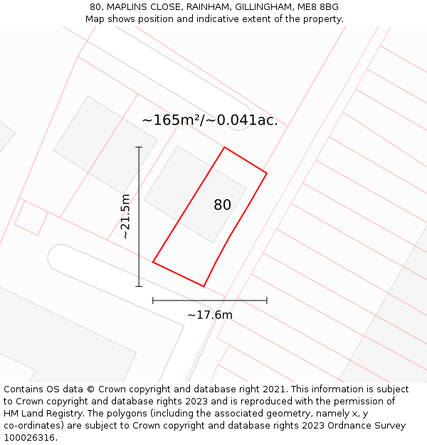 80, MAPLINS CLOSE, RAINHAM, GILLINGHAM, ME8 8BG: Plot and title map