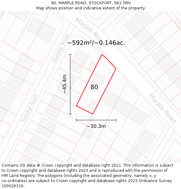 80, MARPLE ROAD, STOCKPORT, SK2 5RN: Plot and title map